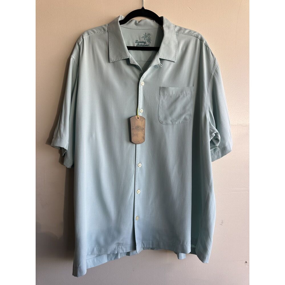 Tommy Bahama Catalina Twill 100% Silk Camp Shirt XL Canal Blue NWT